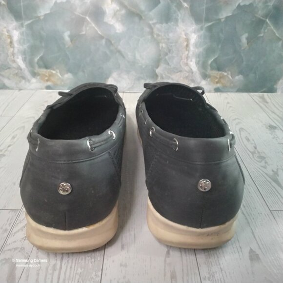 Black Shelley Perforated Gloria Vanderbilt Loafer Moccasins Silver Grommets 8.5M - Picture 4 of 5